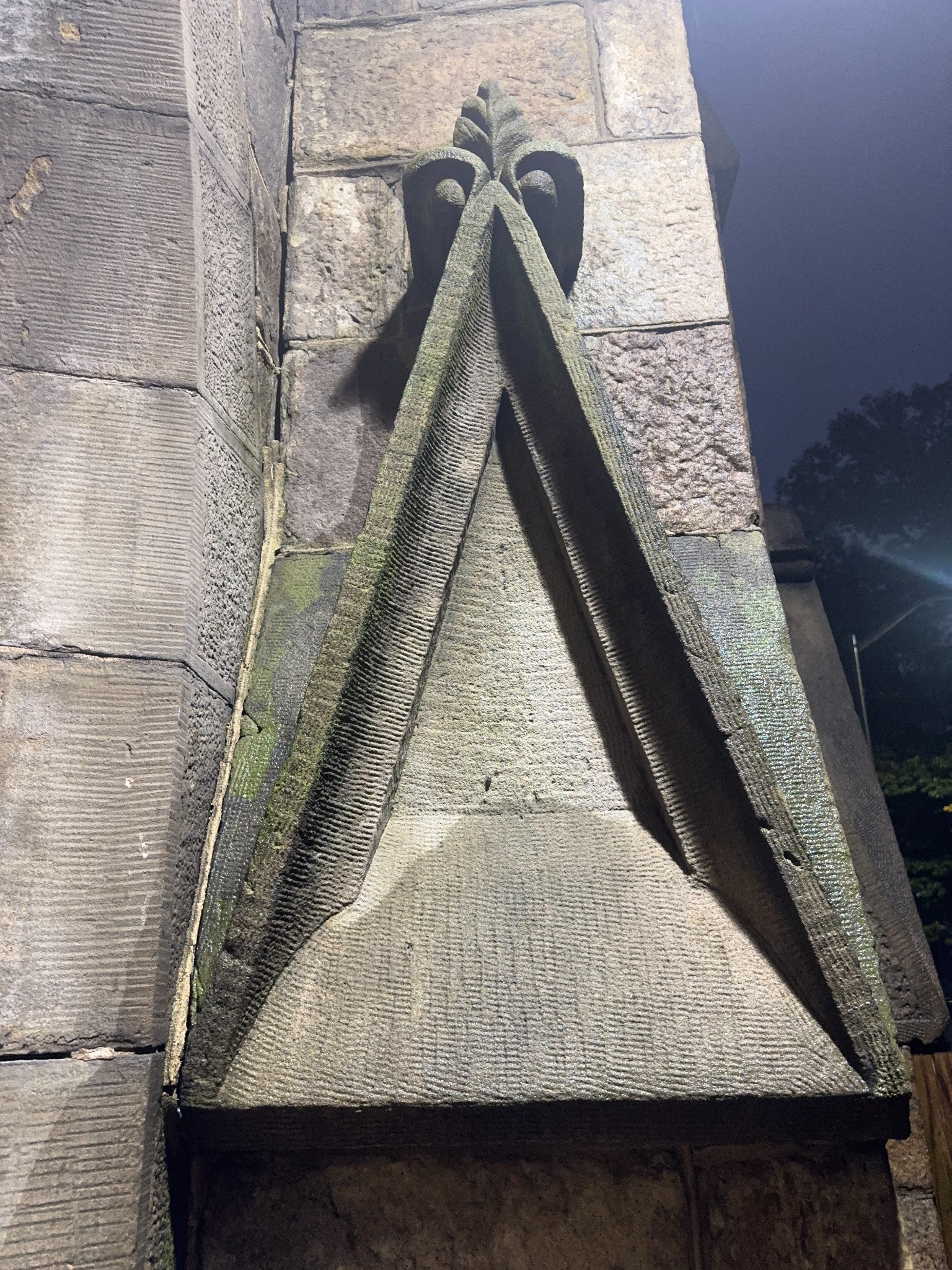 Carved stone detail on the church exterior